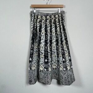 Basil & Maude Beaded Sequin‎ Vintage Midi Skirt Womens 10 Black White Artsy